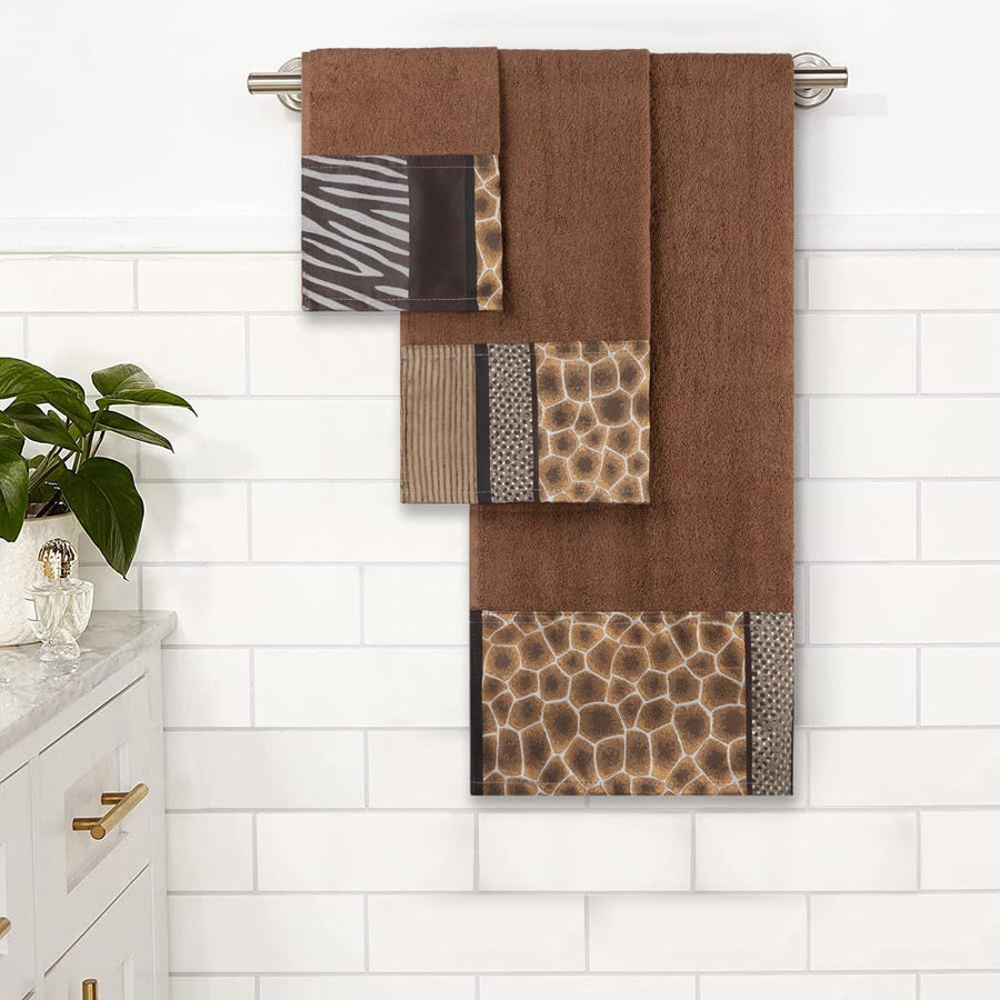 Safari Stripes Leopard, Cheetah, Zebra and Tiger Bath Towel Set of 3