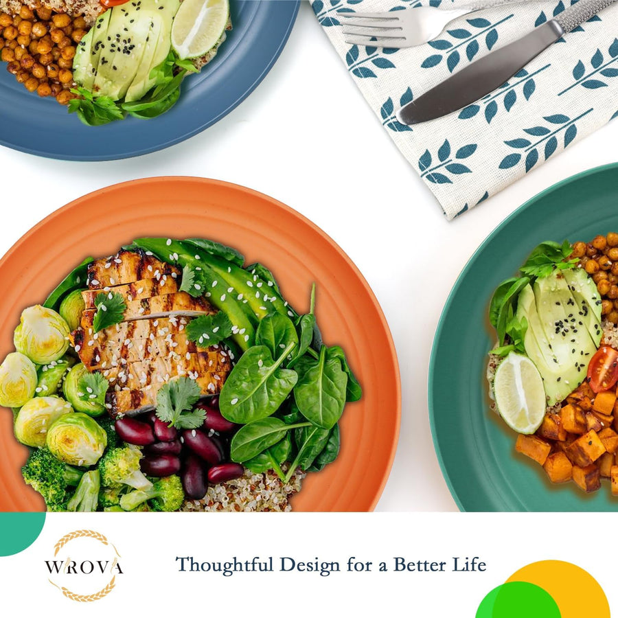 Reusable Plastic Plates Set of 8 Unbreakable Plates Set 9 Inch | Dishwasher & Microwave Safe Plate Set - Lightweight Dinner Plates for Kitchen & Outdoor, Camping Plates (Vivid Mix)