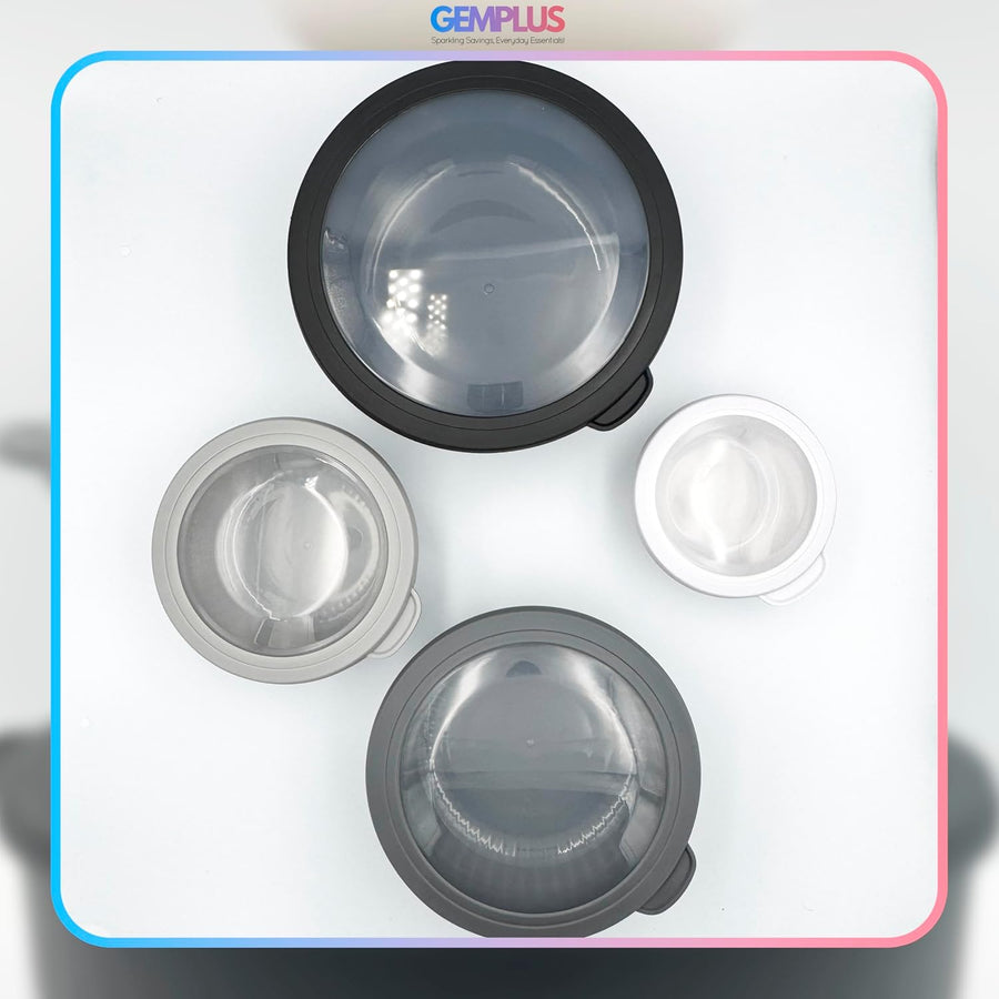 GEM+ | Food Storage Containers Set of 4 with Lids, Airtight Kitchen Storage Bowls, Plastic Food Containers for Meal Prep, Leftovers, Stackable Nesting Food Storage Set (Black)