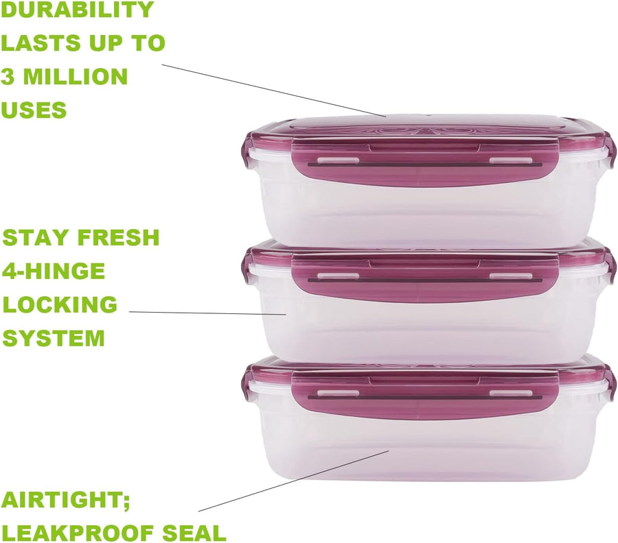 4 Pcs Airtight Food Storage Set, 280Ml/500Ml/1000Ml/1800Ml Food Storage Containers Plastic Food Containers with Lids for School, Work, Microwave, Reusable