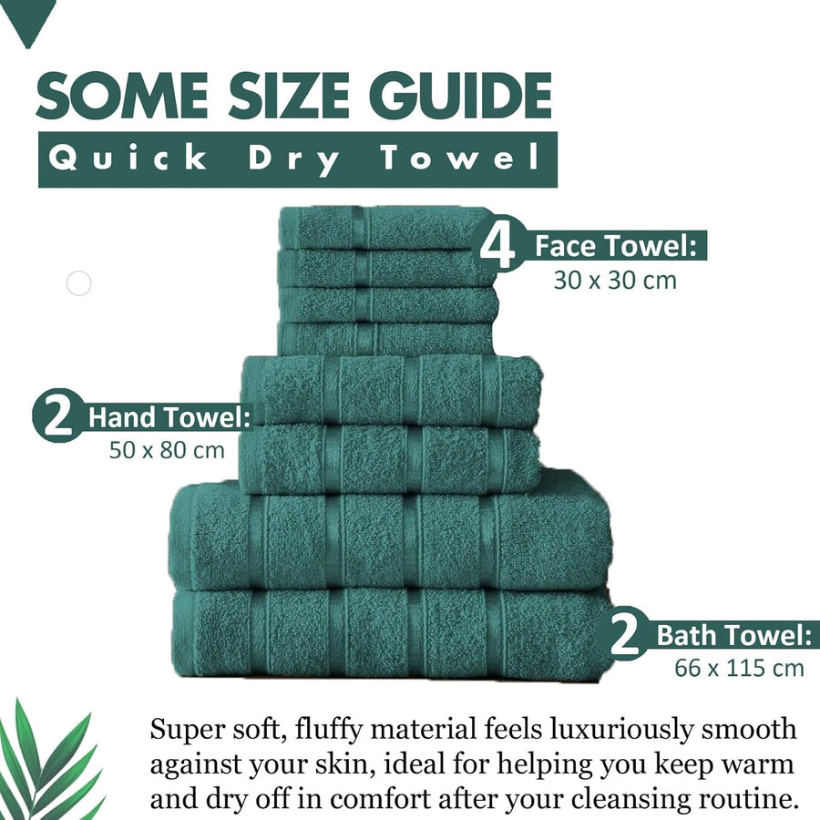 8-Piece Towels Bale Set for Bathroom, Ultra Soft Premium Quality Water Absorbent Towel Gift Sets, 100% Egyptian Cotton, 4X Face 2X Hand 2X Bath Towels, Teal