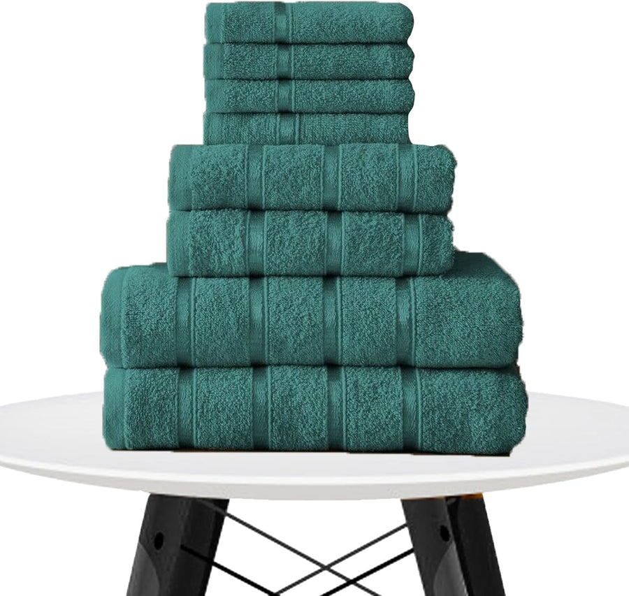 8-Piece Towels Bale Set for Bathroom, Ultra Soft Premium Quality Water Absorbent Towel Gift Sets, 100% Egyptian Cotton, 4X Face 2X Hand 2X Bath Towels, Teal