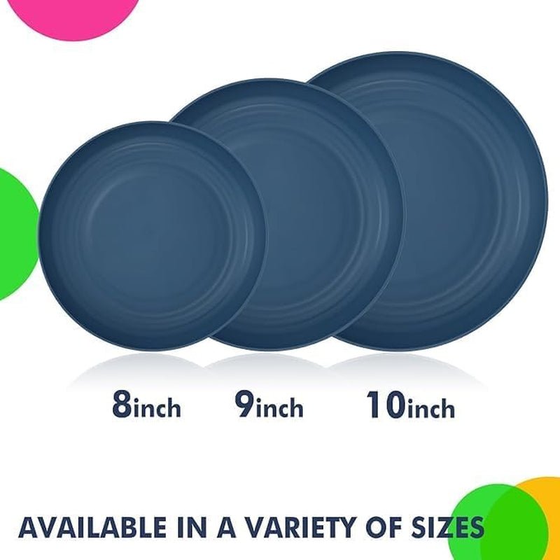 Reusable Plastic Plates Set of 8 Unbreakable Plates Set 9 Inch | Dishwasher & Microwave Safe Plate Set - Lightweight Dinner Plates for Kitchen & Outdoor, Camping Plates (Vivid Mix)