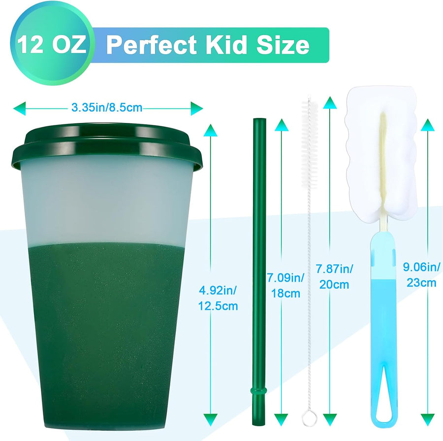 14 Pcs 12 Oz Colour Changing Cups Reusable Tumblers with Lids & Straw Cover | Dustproof Silicone Straw Cover, Magic Color Shift with Ice Water, Bulk Sippy Cups Set for Birthday Party, Festival, Plastic