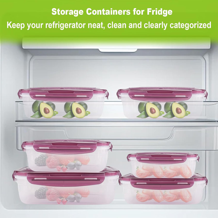 4 Pcs Airtight Food Storage Set, 280Ml/500Ml/1000Ml/1800Ml Food Storage Containers Plastic Food Containers with Lids for School, Work, Microwave, Reusable
