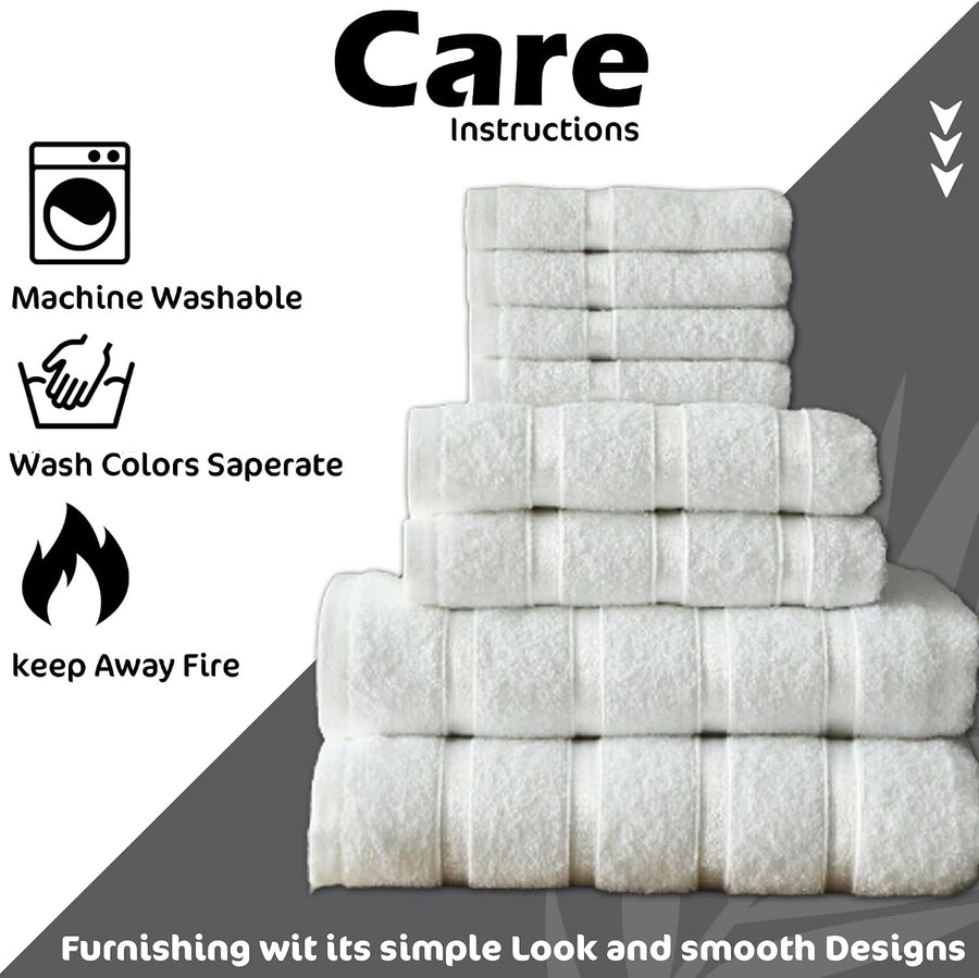 8-Piece Towels Bale Set for Bathroom, Ultra Soft Premium Quality Water Absorbent Towel Gift Sets, 100% Egyptian Cotton, 4X Face 2X Hand 2X Bath Towels, White