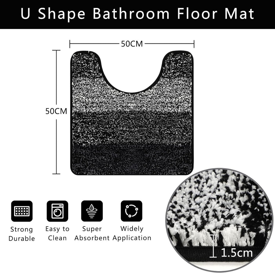 Toilet Pedestal Mat Only WC Toilet Rug Non Slip Super Absorbent U Shape Bath Mat Microfiber Soft Washable Bathroom Floor Rug