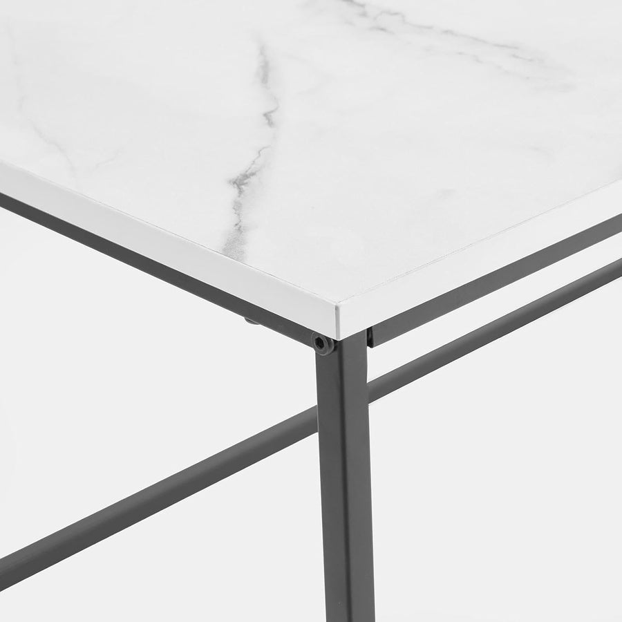 Coffee Tables for Living Room, Decorative Marble Side Table Study Metal Frame Rectangle Long Coffee Table Home Office Centre Table - White, 90 X 48 X 40Cm