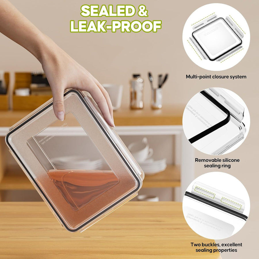 42Pcs Food Storage Containers with Lids(21 Tubs & 21 Lids), Airtight Plastic Meal Prep Containers with Labels & Pen, Leakproof Food Containers for Kitchen, Bpa-Free, Microwave Dishwasher Safe