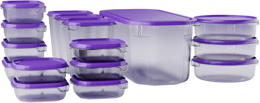 17 Piece Food Storage Containers with Lids 160Ml-5000Ml - Large Food Storage Set with 5L Container, Microwave, Freezer & Dishwasher Safe