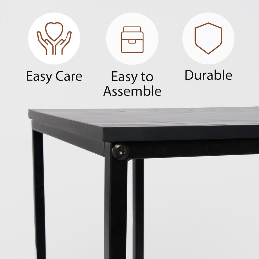 C Shaped Side Table, Sofa Table with Metal Frame Decorative Coffee Tables Space Saving Bedside Tables for Bedroom Living Room Home Office, Black