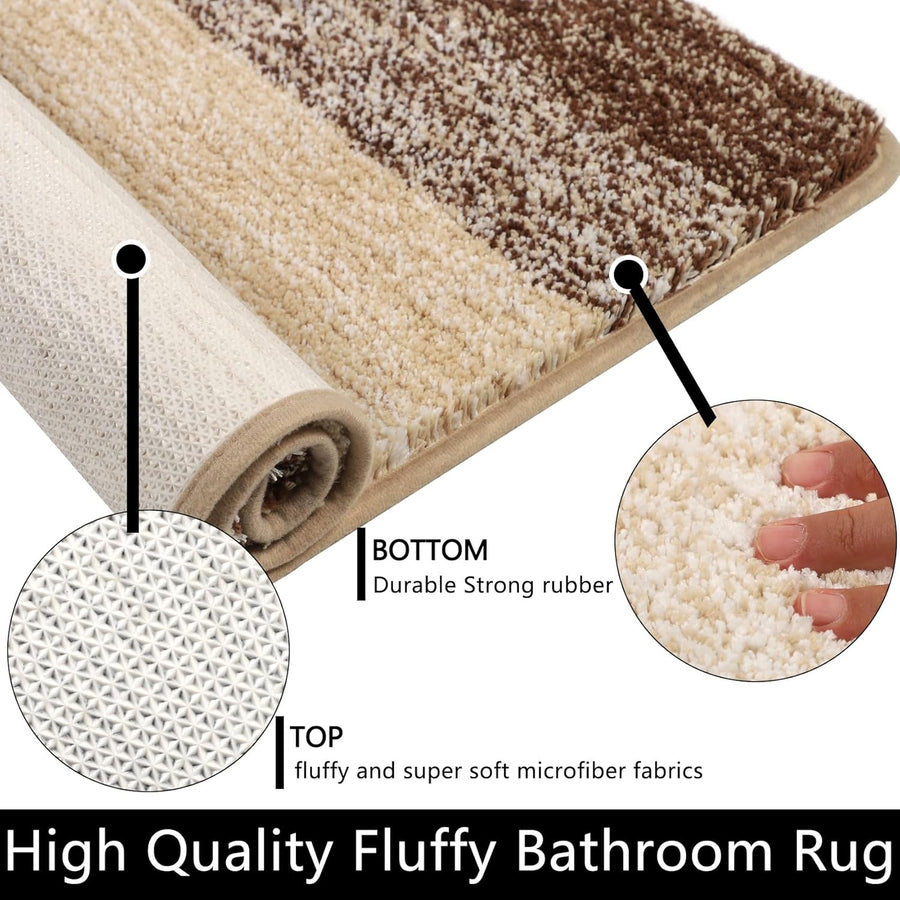 WC Toliet Rug Non Slip Pedestal Mat for Toilet Super Absorbent U Shape Bath Mat Beige Toliet Mat Washable Bathroom Floor Mat for Toilet