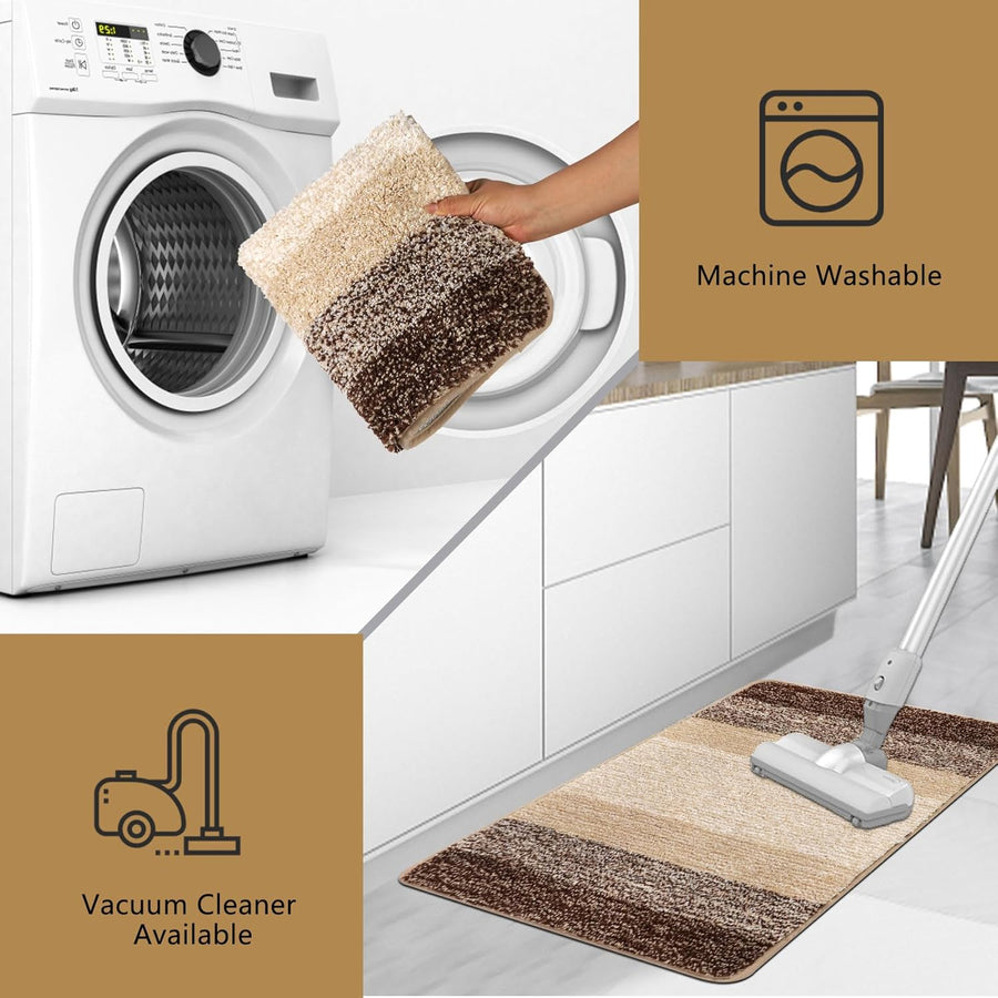 WC Toliet Rug Non Slip Pedestal Mat for Toilet Super Absorbent U Shape Bath Mat Beige Toliet Mat Washable Bathroom Floor Mat for Toilet