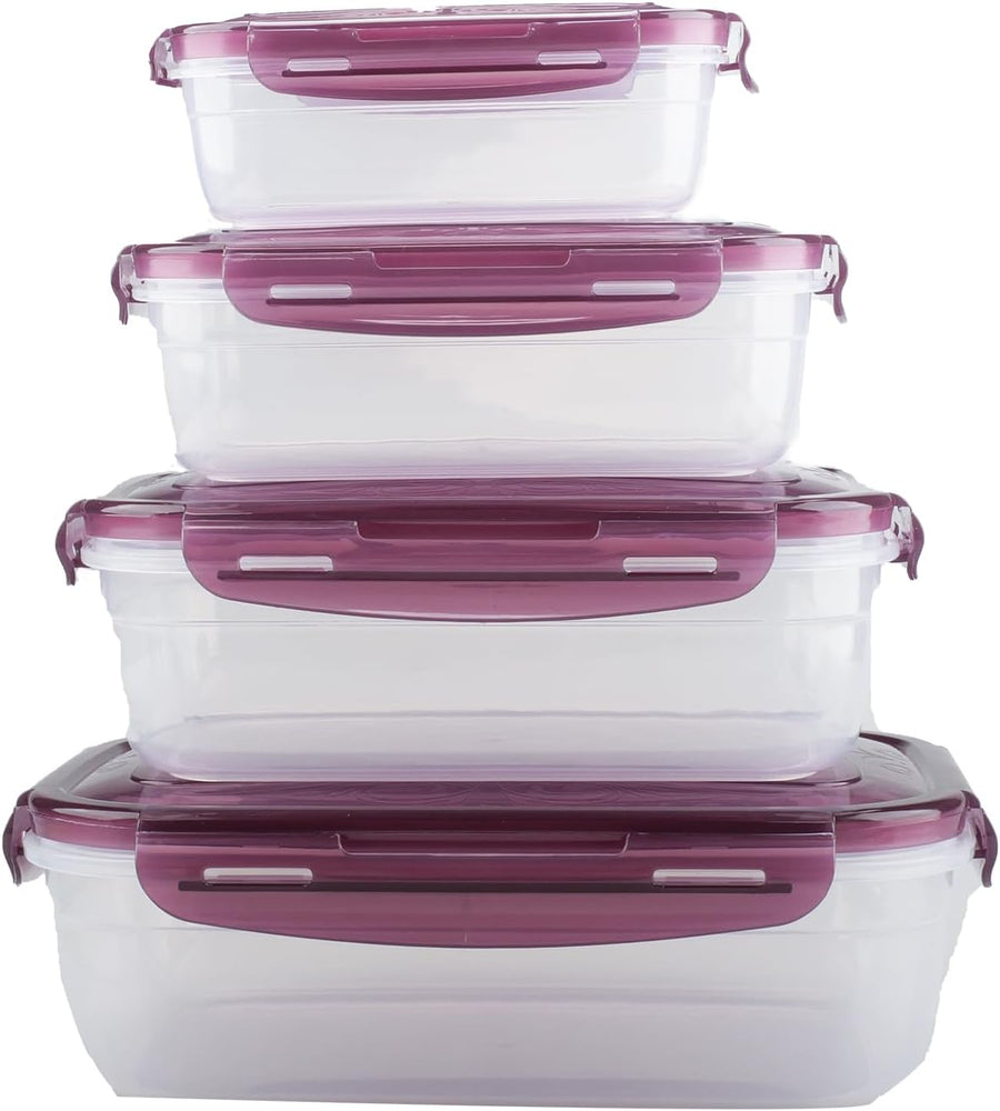 4 Pcs Airtight Food Storage Set, 280Ml/500Ml/1000Ml/1800Ml Food Storage Containers Plastic Food Containers with Lids for School, Work, Microwave, Reusable